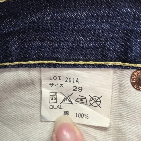 Flat Head Jeans Mens Fits 28x31 Blue Selvedge Slim Straight Buckile Back Denim - Picture 6 of 14